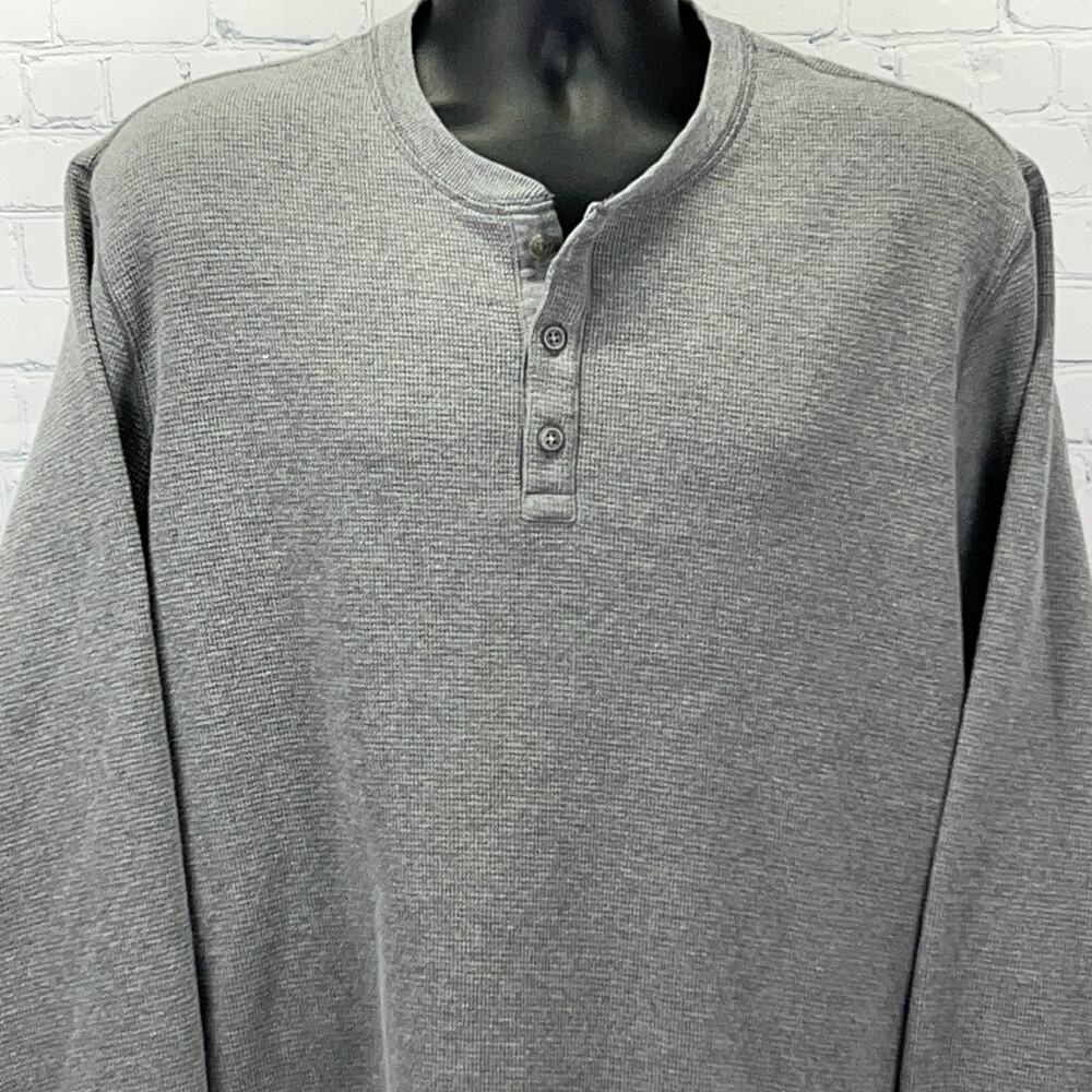 Eddie Bauer Thermal Henley XL X‑Large Gray Cotton Polyester Long Sleeve Shirt